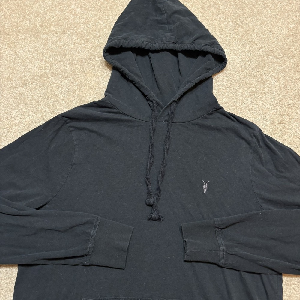 AllSaints Hoodie Sweatshirt Mens Medium Black Brace OTH Hoody Slim Fit Logo